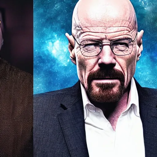 Prompt: Walter white and Thanos Kissing