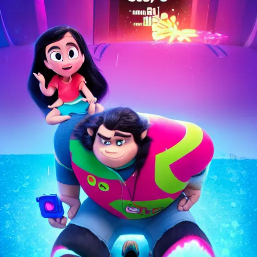 Image similar to vanellope tries to save ralph in movie ralph breaks the internet