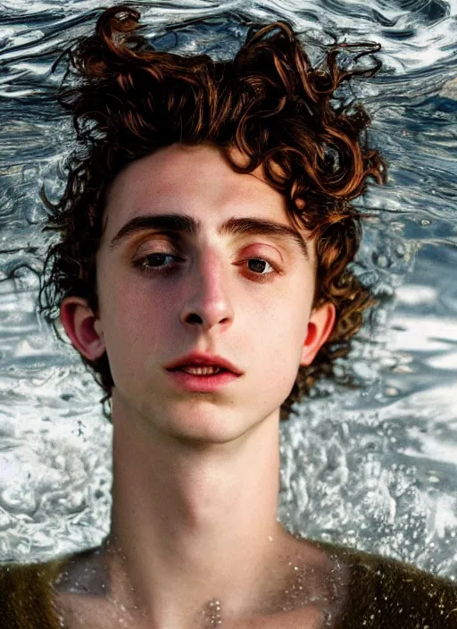 Image similar to Kodak Portra 400, 8K,ARTSTATION, Caroline Gariba, soft light, volumetric lighting, highly detailed, britt marling style 3/4 , extreme Close-up portrait photography of a Timothee Chalamet how pre-Raphaelites with his eyes closed,inspired by Ophelia paint, his face is under water Pamukkale, face above water in soapy bath tub, hair are intricate with highly detailed realistic , Realistic, Refined, Highly Detailed, interstellar outdoor soft pastel lighting colors scheme, outdoor fine photography, Hyper realistic, photo realistic
