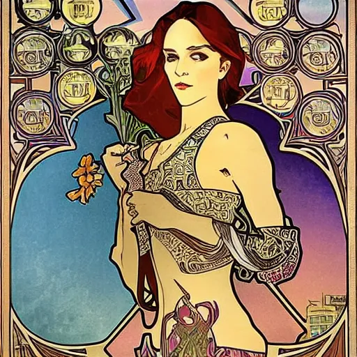 Prompt: gta : dubai, by alphonse mucha