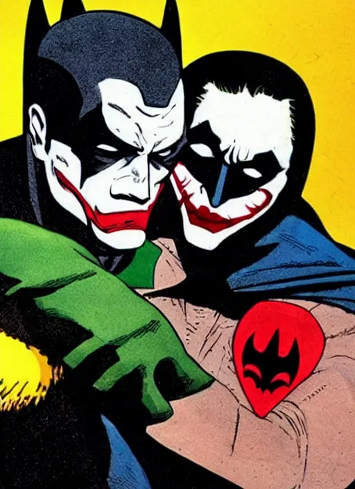 Image similar to Batman holding the Joker's head in his hand