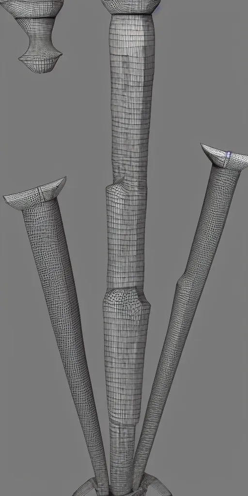 Prompt: a 3d model of a long sword, positioned vertically in the center, visible from the top to the bottom