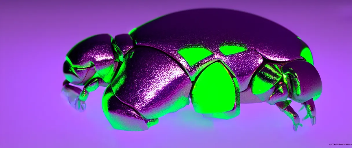 Prompt: hyperrealistic glowing cyborg scarab! jeweled gorgeous! highly detailed concept art david ligare peter zumthor dramatic purple neon lighting high quality low angle hd 8k sharp shallow depth of field