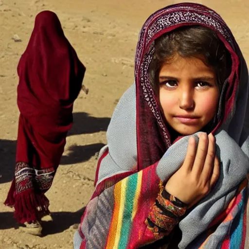 Prompt: national geographic afghan girl