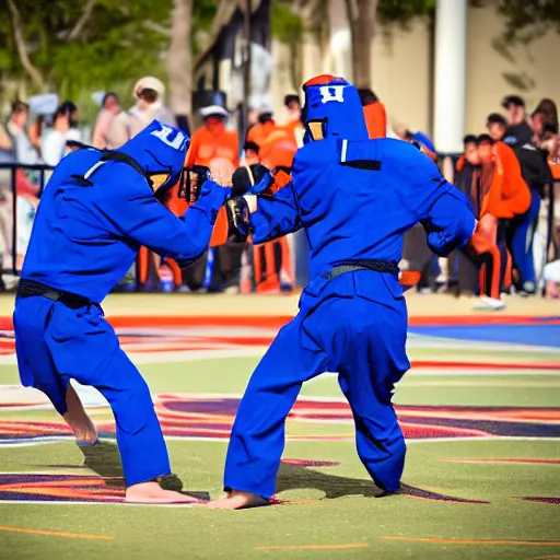 Image similar to ninjas fighting in space, university of Florida versus Florida state university