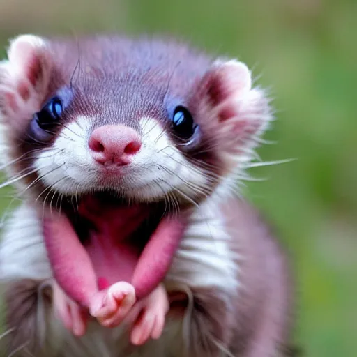 Prompt: ferret suprised with open mouth, realistic