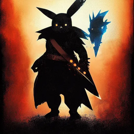 Image similar to Pikachu as a dark souls boss, digital art in the style of Greg Rutkowski and Craig Mullins, 4k