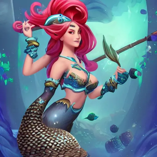 Prompt: mermaid overwatch hero concept character