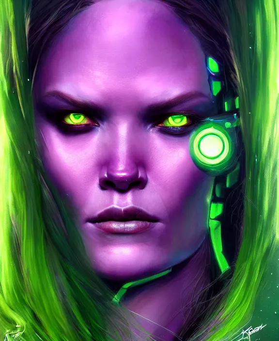 Image similar to gamora in times square, perfect face, symmetrical eyes, green skin, cinematic, stunning, elegant, highly detailed, psychedelic, digital painting, artstation, smooth, hard focus, illustration, art by jessica rossier and and brian froud