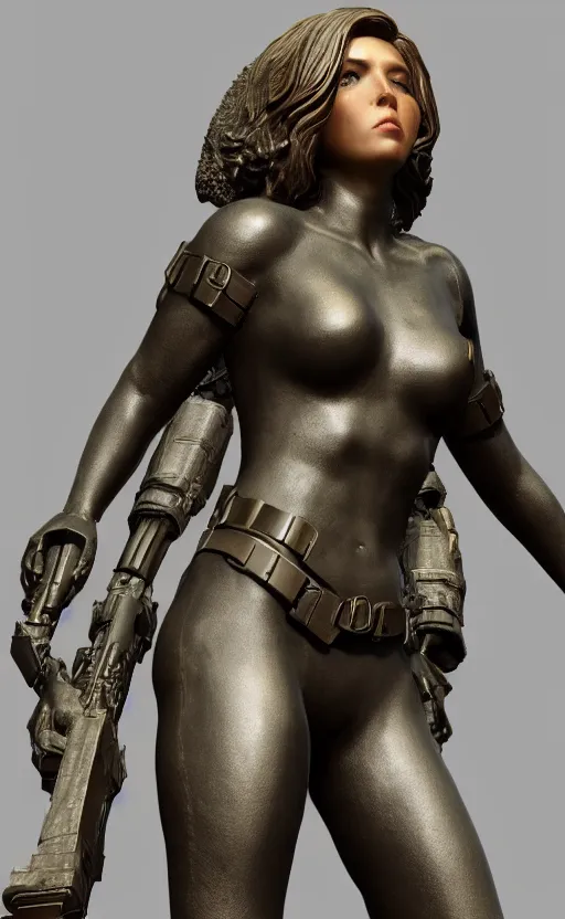 Image similar to black widow, bronze statue, unreal engine, high detailed