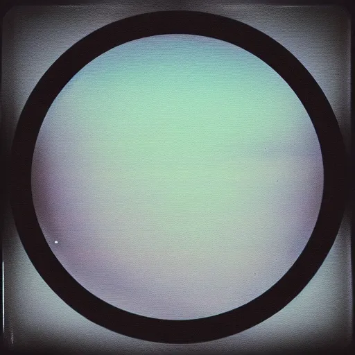 Image similar to polaroid of a beautiful circle in dream, collage, reflection, double exposure, gradient, chromatic aberration, fog, cinematographic