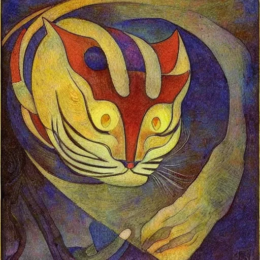 Image similar to cloisonne cat head, by annie swynnerton and diego rivera and nicholas roerich and jean delville, symbolist, dramatic lighting, god rays, art brut, rich colors, smooth, sharp focus, extremely detailed, adolf wolfli and ( donato giancola and bilibin )