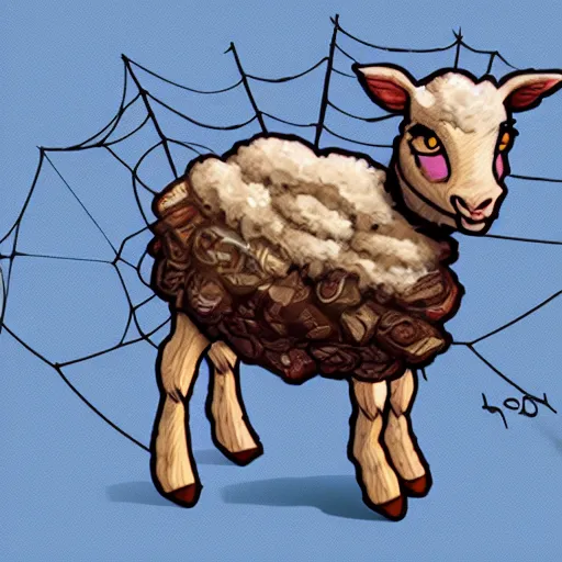 Prompt: fusion between cobweb and lamb, concept art