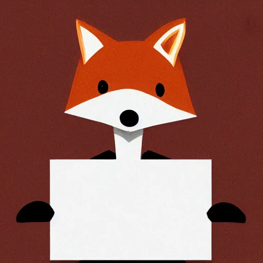 Image similar to a fox holding up a blank sign, digital art