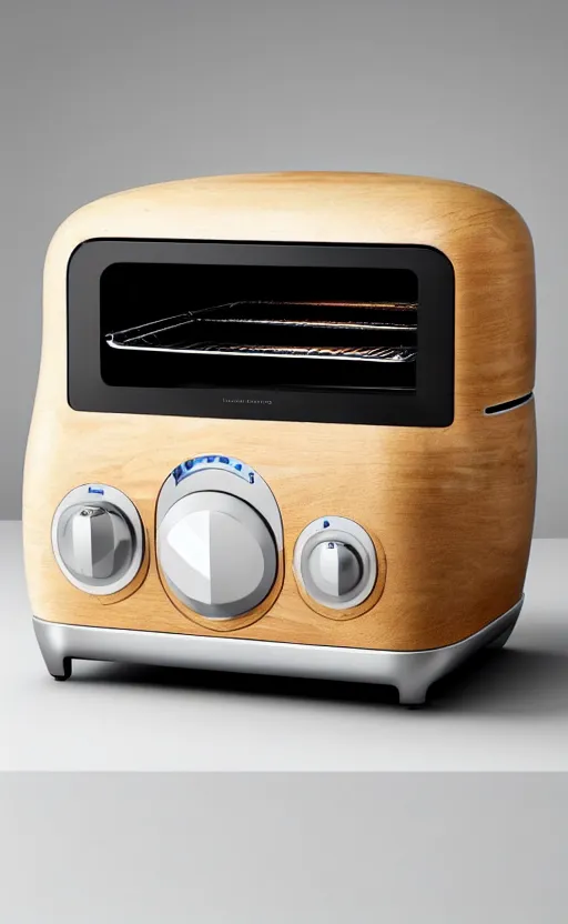 Image similar to a stylish electric toaster oven ; designed by marc newsom, zaha hadid, blonde, joseph and joseph, dieter rams ; natural materials ; industrial design ; behance ; le manoosh ; pinterest ; if design award ; reddot design award