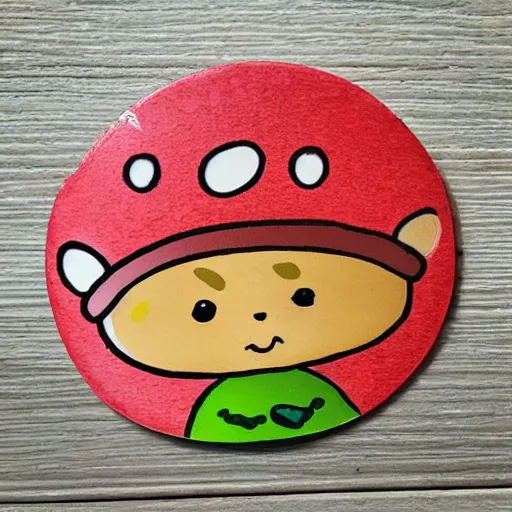 Prompt: cute mushroom with face sticker