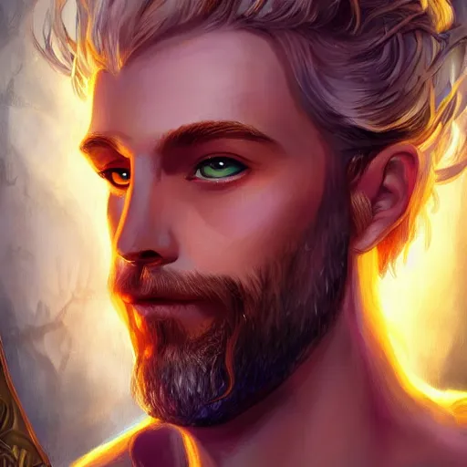 Prompt: A handsome King of the Fae with blond hair and beard, Magic the Gathering card art