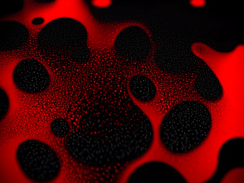 Image similar to a beautiful red and black 3 d geometrically printed liquid droplets melting into each other psychedelic, dripping black iridescent liquid, confident, moody, dramatic, introspective, 4 k, trending on artstation, photorealistic, volumetric lighting, octane render