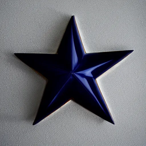 Image similar to dark blue glowing ceramic star shape, photograph