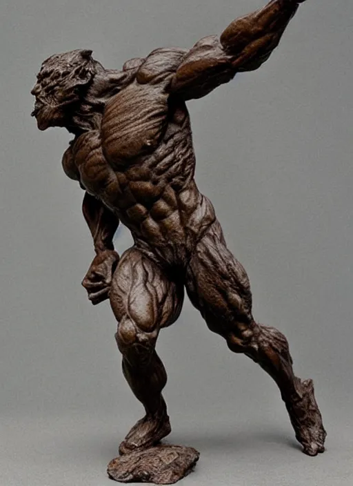 Prompt: a full figure marble sculpture of a running Giant Orc, rough texture by Rodin and frazetta