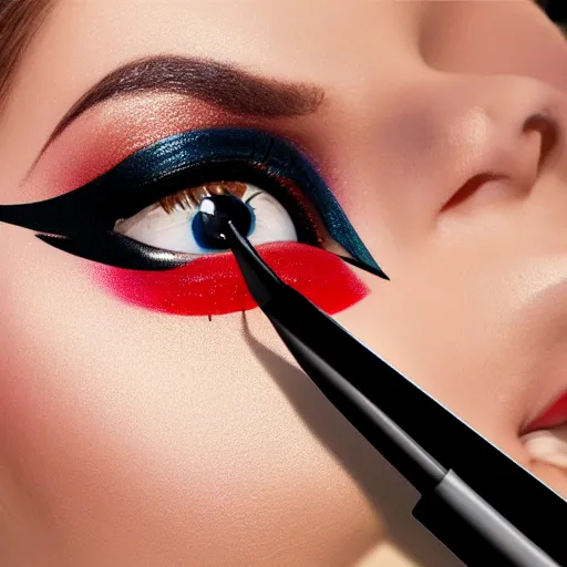 Image similar to award - winning pin up close up portrait gloss eyeliner