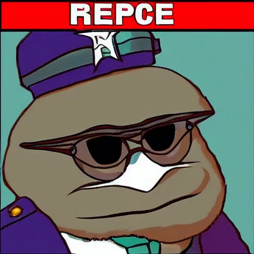 Prompt: pepe as a police officer