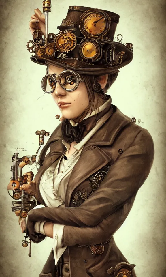 Image similar to steampunk scientist, portrait, medium shot, digital art, concept art, fantasy art, highly detailed, hd wallpaper, hdr, artstation, deviantart, behance