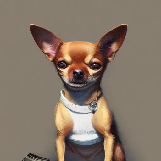 Prompt: a honey colored chihuahua puppy Showing off her streetwear , artstation, greg rutkowski, cinematic