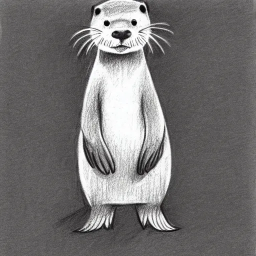 Image similar to an otter in a dress, pencil drawing