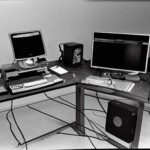 Prompt: a 1 9 9 0's photo of a computer setup