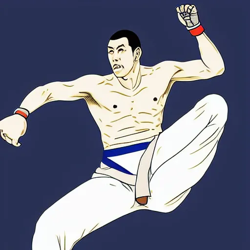 Prompt: royler gracie, digital art, utamaro kitagawa style