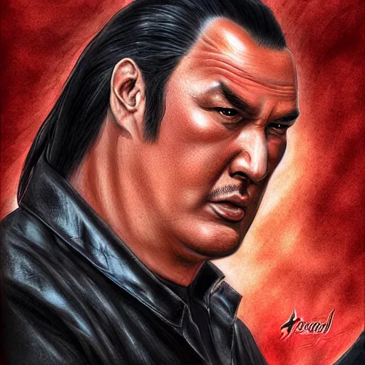 Prompt: demonic, hyper detailed, steven seagal by artgerm