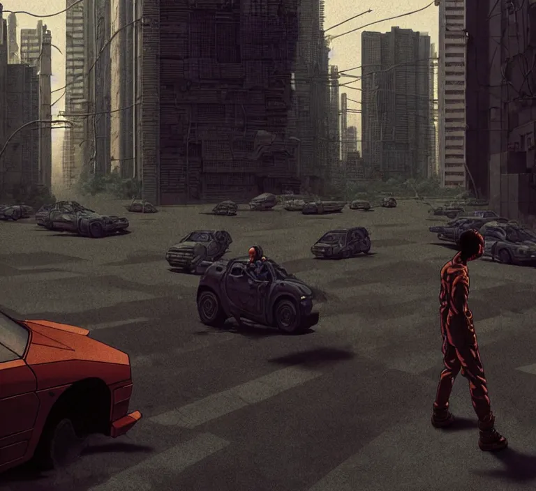Image similar to realistic aesthetic highly detailed photography of characters in akira scene, characters with hyperrealistic highly detailed faces. from akira by katsuhiro otomo and alejandro hodorovski and denis villeneuve and gregory crewdson style with many details by mike winkelmann and vincent di fate in sci - fi style. volumetric natural light hyperrealism photo on dsmc 3 system