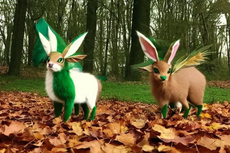 Prompt: real life leafeon pokemon, cute!!!, heroic!!!, adorable!!!, playful!!!, fluffly!!!, happy!!!, cheeky!!!, mischievous!!!, ultra realistic!!!, autumn, clear weather, golden hour, sharp focus