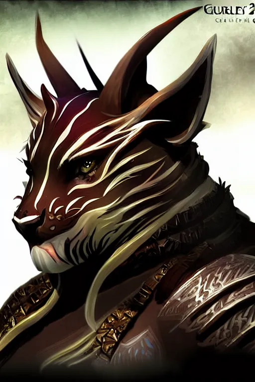 Image similar to Charr female of Guild Wars 2, concept art, close-up, digital art, elegant