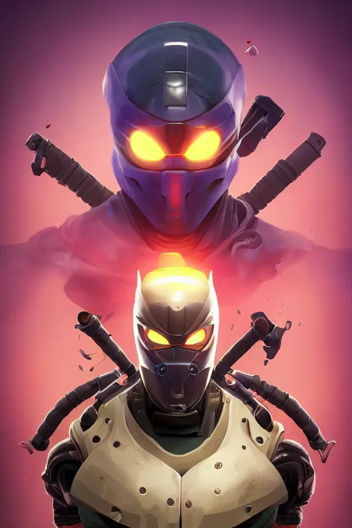 Image similar to epic mask helmet robot ninja portrait stylized as fornite style game design fanart by concept artist gervasio canda, behance hd by jesper ejsing, by rhads, makoto shinkai and lois van baarle, ilya kuvshinov, rossdraws global illumination radiating a glowing aura global illumination ray tracing hdr render in unreal engine 5