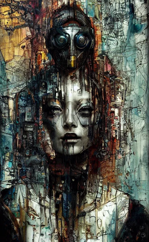 Prompt: beautiful women made of mech mask rendered in unreal engine, cyberpunk, full body, dark colour palet, rave, scifi, painted by albrecht durer | bernard buffet | carne griffiths | wlop