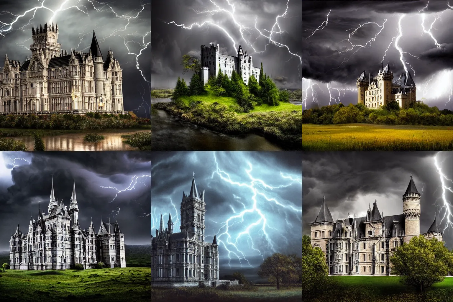 Prompt: A extremely highly detailed majestic hi-res beautiful, highly detailed painting of a white brick immaculate castle in black scary storm clouds high detail,ethereal, dramatic lightning, rim light, hyperrealistic, photorealistic, octante render, elegant, cinematic, high textures, hyper sharp, 8k, insanely detailed and intricate, graphic design, cinematic atmosphere, hypermaximalist, hyper realistic, super detailed, 4k HDR hyper realistic high quality by Michelangelo Merisi da Caravaggio,