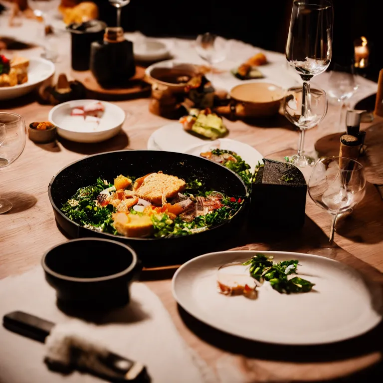 Prompt: close - up focused dslr photograph of an estonian dinner, 8 k, high detail, volumetric lighting, hyperrealism, aesthetically pleasing, studio lighting, trending