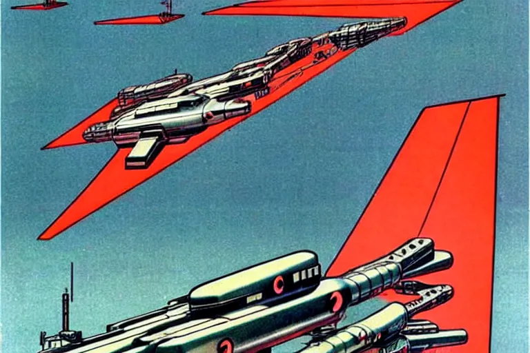 Prompt: ( ( ( ( ( 1 9 5 0 s retro future battlestar galactica ships. vintage 1 9 3 0 s colors. ) ) ) ) ) by mustang, moebius, and alberto giacometti!!!!!!!!!!!!!!!!!!!!!!!!!!!!!!