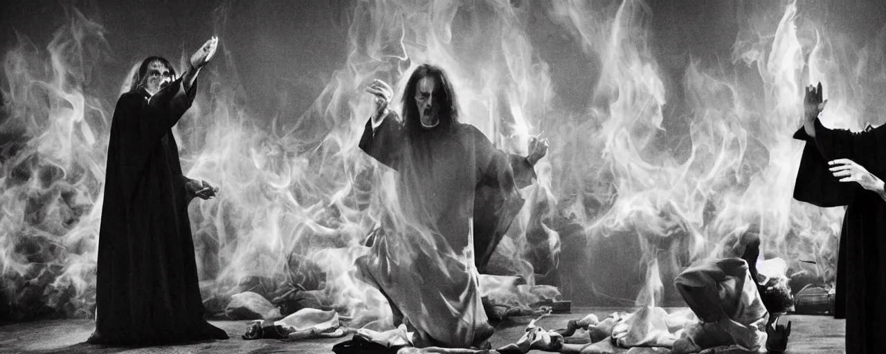 Prompt: priest performing exorcism, directed by John Carpenter