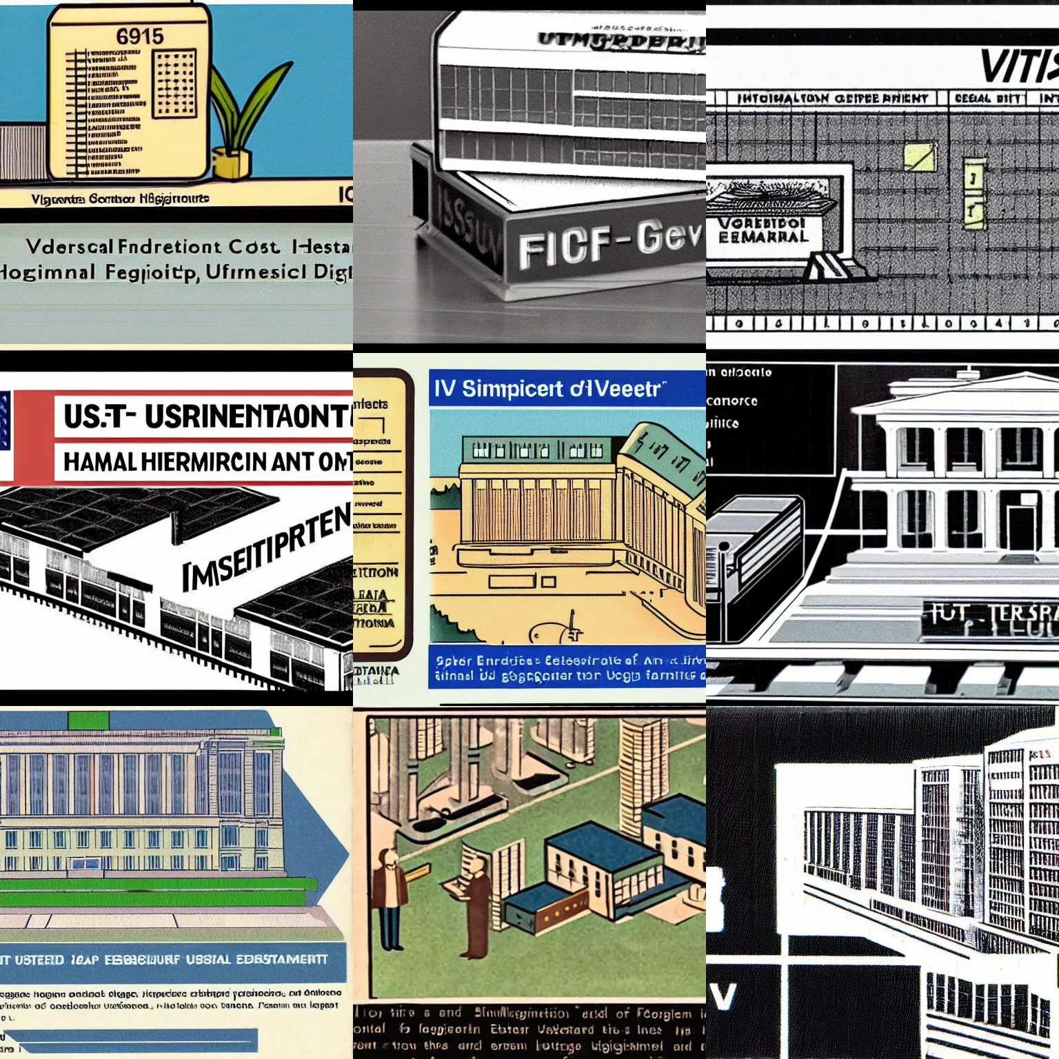 Prompt: 1975 VHS USDA government federal department human resources instructional video with simple isometric diagrams