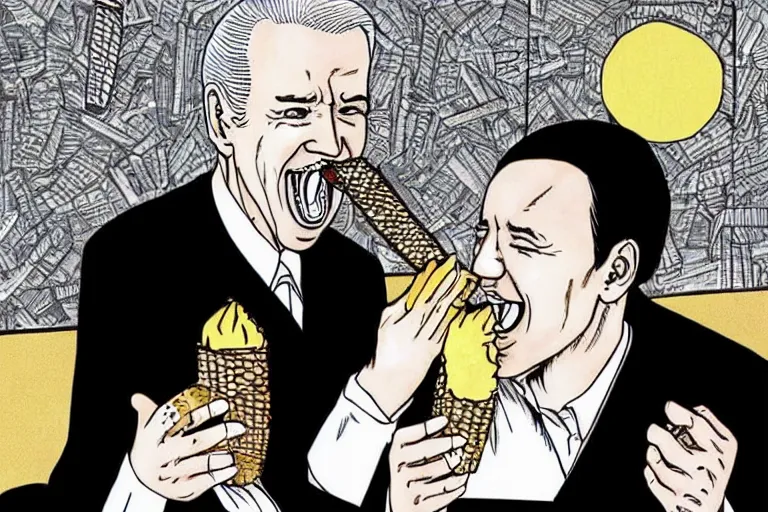 Image similar to Biden eating ice cream, Junji Ito