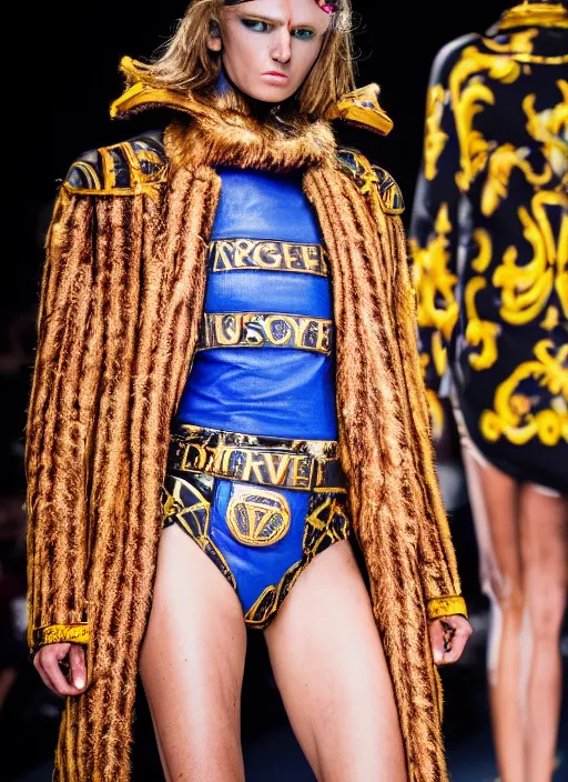 Image similar to hyperrealistic and heavy detailed versace runway show of judge dredd, leica sl 2 5 0 mm, vivid color, high quality, high textured, real life