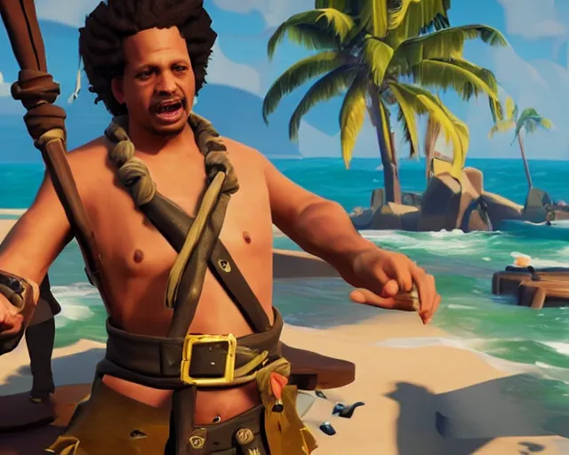 Prompt: a screenshot of Eric Andre in Sea of Thieves (2018)
