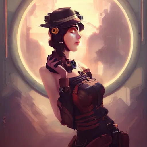 Prompt: portrait of a beautiful dieselpunk woman, by guweiz and wlop and artgerm