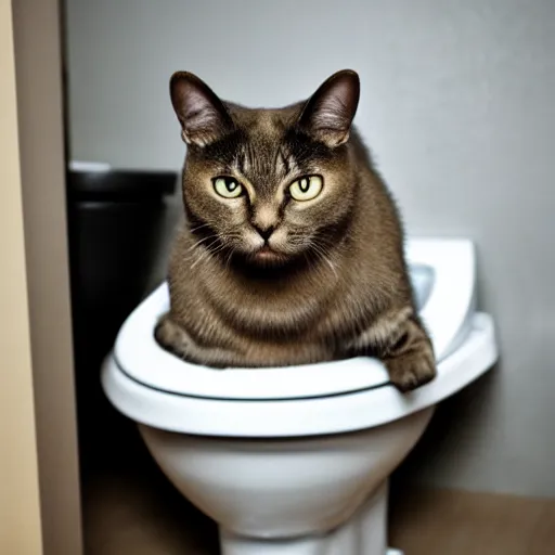 Image similar to a cat sitting in a toilet with a shocked expression