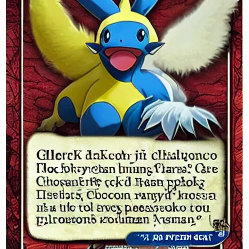 Prompt: a rare pokemon card of a Chocobo