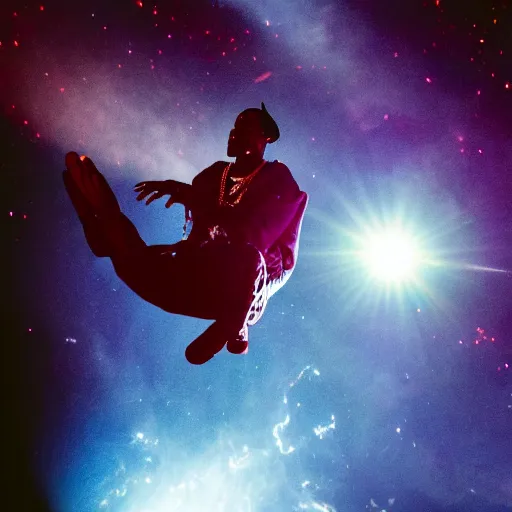 Image similar to Travis scott flying through space