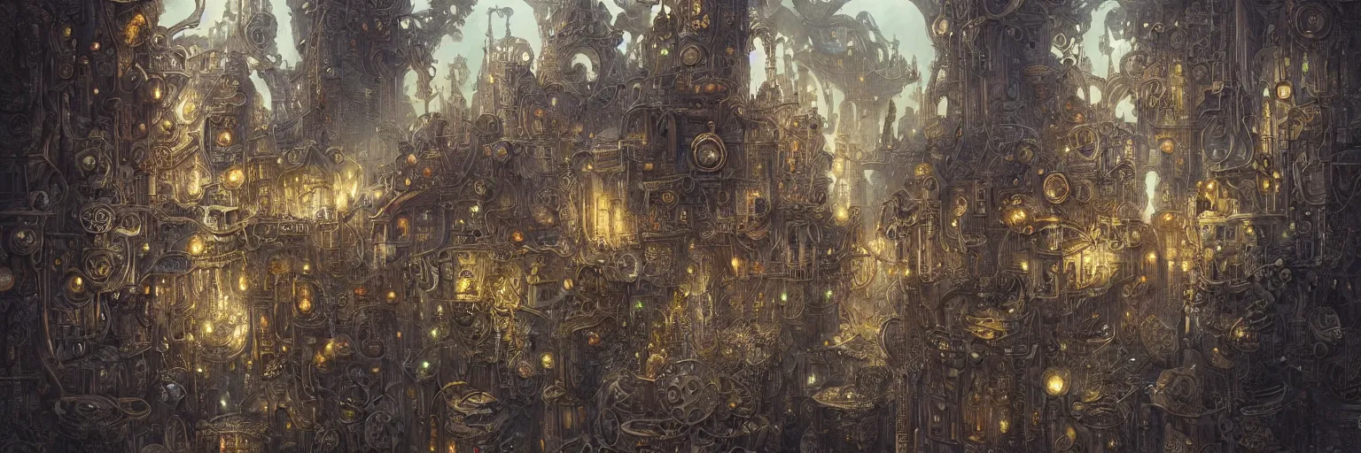 Image similar to Marc Simonetti, Mike Mignola, smooth liquid metal with detailed line work, Mandelbulb, Exquisite detail perfect symmetrical, silver details, hyper detailed, intricate ink illustration, golden ratio, steampunk, smoke, neon lights, steampunk city background, liquid polished metal, by peter mohrbacher